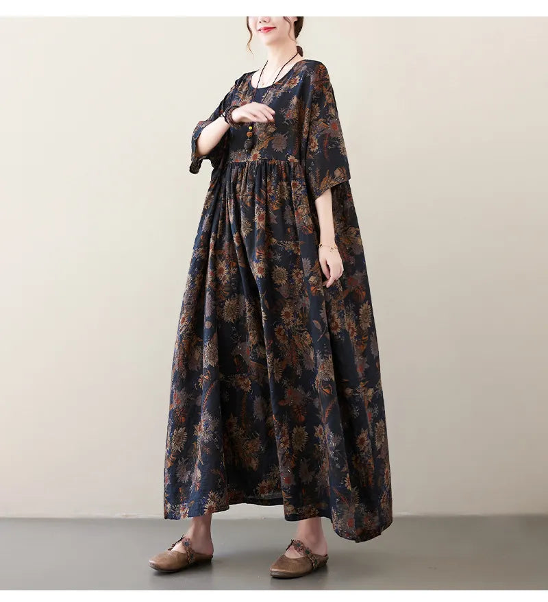 Large Loose Breathable Short Sleeve Pullover Large Swing Dress For Women