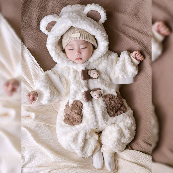 Fleece Lined Padded Warm Keeping Going Out Rompers Coat