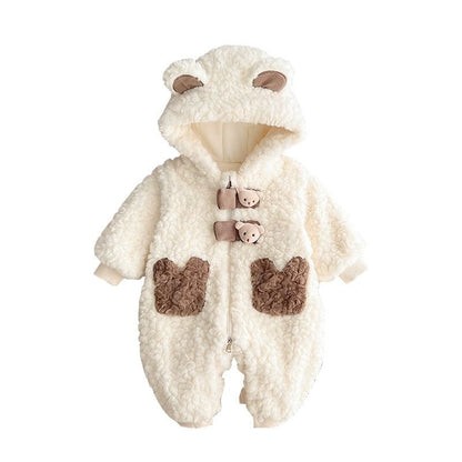 Fleece Lined Padded Warm Keeping Going Out Rompers Coat