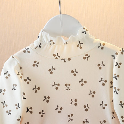 Girls' Long Sleeve Cute Cherry Bear Dress