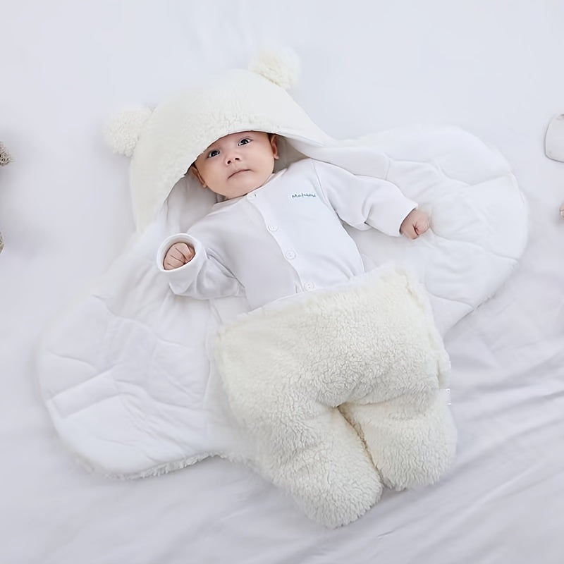 Winter Baby Sleeping Bag Bear Nap Printed Sleeping Bag, Suitable For Babies Aged 0-10 Months, Soft Nap Mat With Removable Pillow