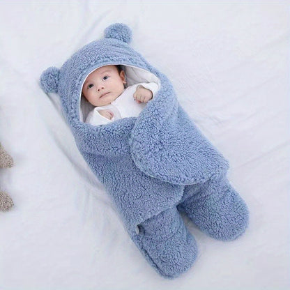 Winter Baby Sleeping Bag Bear Nap Printed Sleeping Bag, Suitable For Babies Aged 0-10 Months, Soft Nap Mat With Removable Pillow