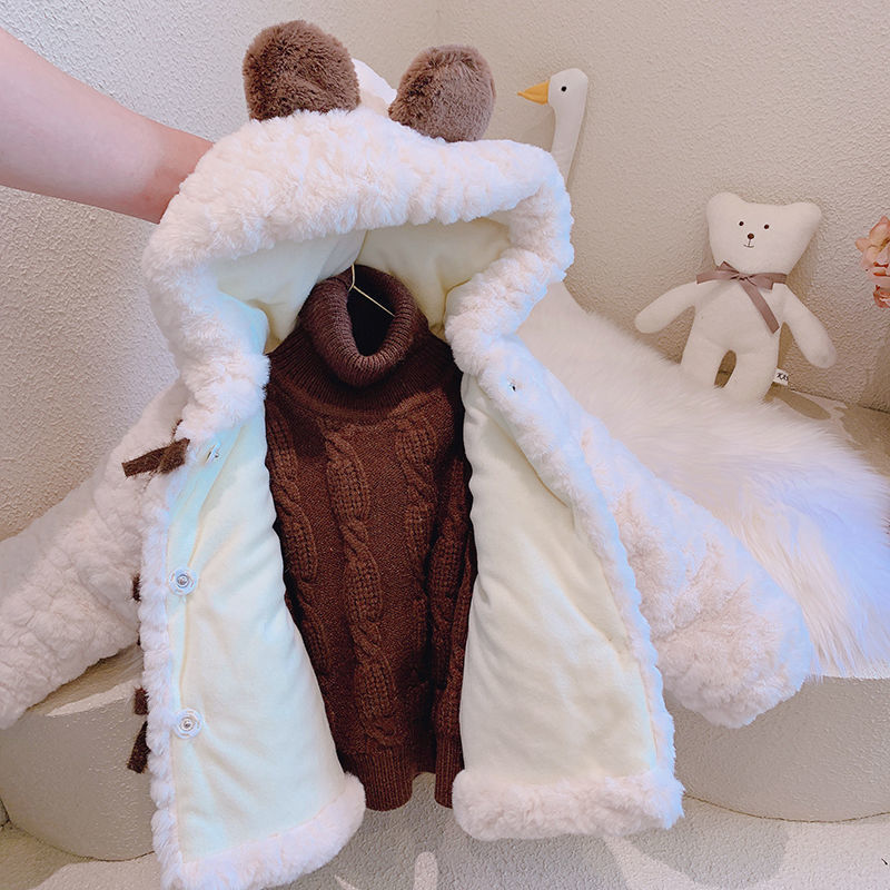 Girls' Fashion Casual Thickening Fleece-lined Cotton-padded Jacket