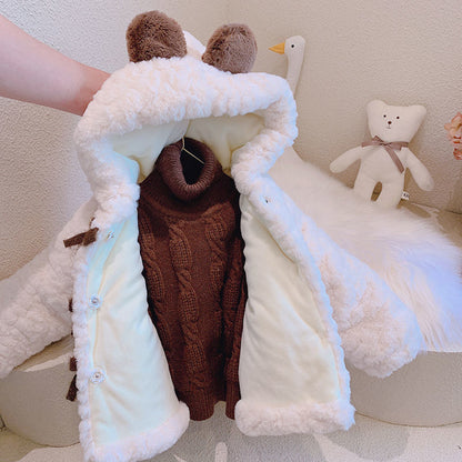 Girls' Fashion Casual Thickening Fleece-lined Cotton-padded Jacket