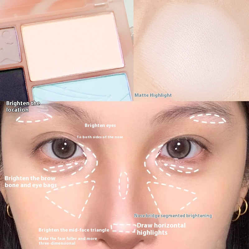 Seven-color Comprehensive Plate Novice Daily Matte Thin And Glittering Highlight Repair Blush Eye Shadow Makeup Palette