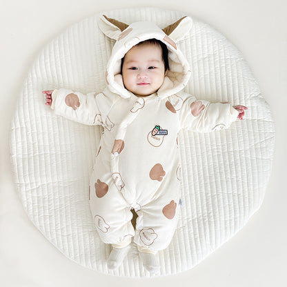 Winter Fleece-lined Fleece-lined Cotton Rompers Infant Warm Thickened Jumpsuit
