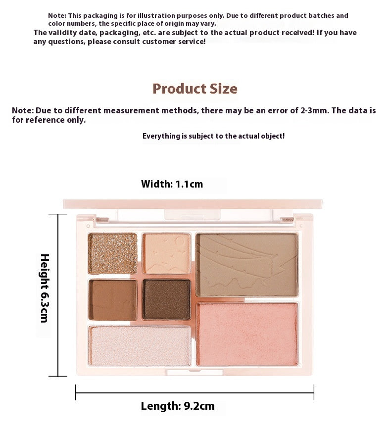 Seven-color Comprehensive Plate Novice Daily Matte Thin And Glittering Highlight Repair Blush Eye Shadow Makeup Palette