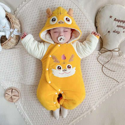 Winter Fleece-lined Fleece-lined Cotton Rompers Infant Warm Thickened Jumpsuit
