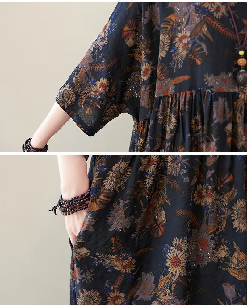 Large Loose Breathable Short Sleeve Pullover Large Swing Dress For Women