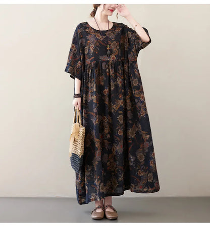 Large Loose Breathable Short Sleeve Pullover Large Swing Dress For Women