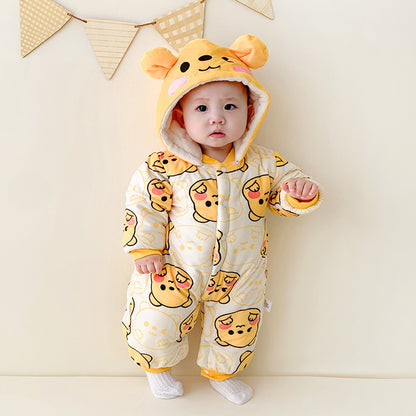Winter Fleece-lined Fleece-lined Cotton Rompers Infant Warm Thickened Jumpsuit
