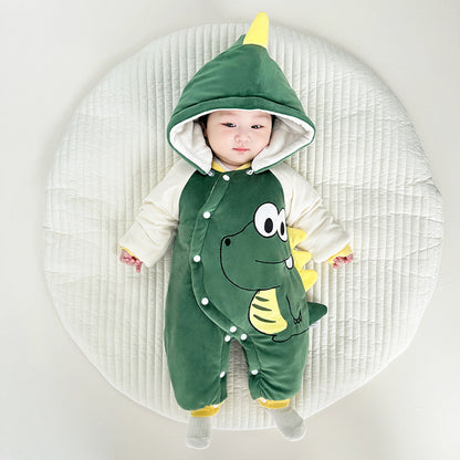 Winter Fleece-lined Fleece-lined Cotton Rompers Infant Warm Thickened Jumpsuit