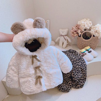 Girls' Fashion Casual Thickening Fleece-lined Cotton-padded Jacket