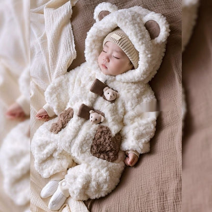 Fleece Lined Padded Warm Keeping Going Out Rompers Coat