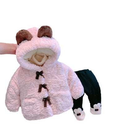 Girls' Fashion Casual Thickening Fleece-lined Cotton-padded Jacket