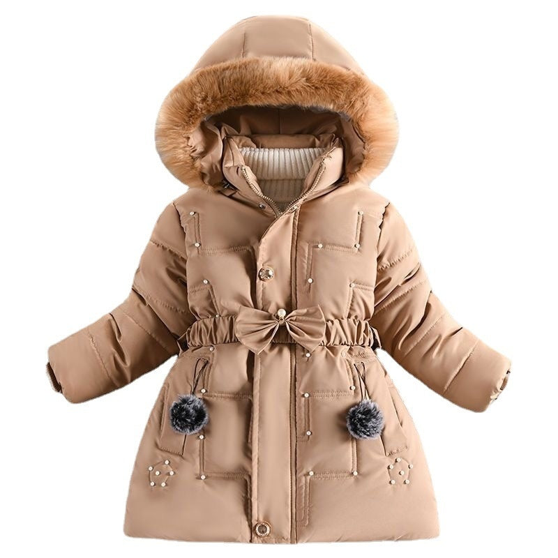 Girls' Winter Clothing Fleece-lined Thickened Fashionable Cotton Jacket