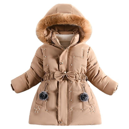 Girls' Winter Clothing Fleece-lined Thickened Fashionable Cotton Jacket