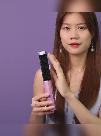 Straightening Comb Rechargeable Hair Wireless Straightener Curler Curling Straighten Dual-purpose Travel Portable USB Charging